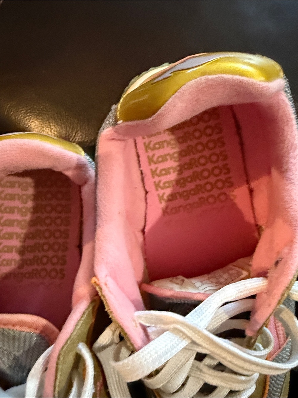kangaROOS Olive Suede & Pink Lined Athletic Sneakers - Picture 2 of 4